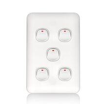 Switch 5 Gang 10 Amp Slim Wafer