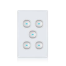 Glass Five Gang Switch With Built-In LED Push Button