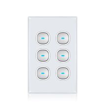 Glass Six Gang Switch With Built-In LED Push Button