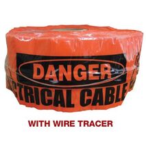 Underground Tape "Caution Electrical Cable Below" Orange With Tracer Wire Width 150mm x Length 500m