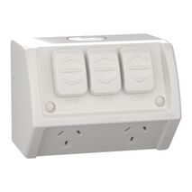 Weathershield
Twin Socket with Extra Switch
Twin, Extra 10A, 250VAC, IP54 | Resistant Grey