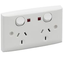 Standard Series, Twin Switch Socket Outlet, 250V, 10A, Standard Size, Indicator
White Electric