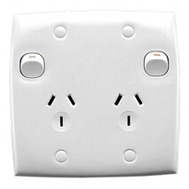 Standard Series, Twin Switch Socket Outlet, 250V, 10A, Large Size, Vertical, Two Piece Base
White Electric