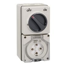 Clipsal - 56 Series, Switched Socket Outlet, 500V, 40A, 4 Round PIN, IP66, 3 Pole, 40A
Grey