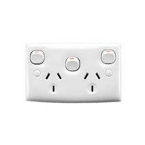 Standard Series, Twin Switch Socket Outlet, 250V, 10A, Standard Size, Removable Extra Switch
White Electric