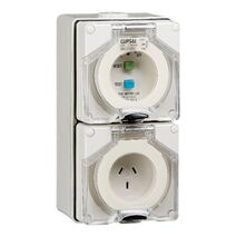 Clipsal - 56 Series, RCD Protected Switched Socket Outlet, 250V, 10A, 3 Flat PIN, IP66, 30mA
Grey