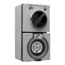 Clipsal - 56 Series, Switched Socket Outlet, 500V, 20A, 7 Round PIN, IP66, 3 Pole, Surface Mount
Chemical Grey