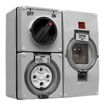 Clipsal - 56 Series, RCD Protected Switched Socket Outlet, 500V 32A, 4 Round PIN IP66 3 Pole, 30mA RCD
Grey
