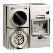 Clipsal - 56 Series, RCD Protected Switched Socket Outlet, 500V 20A 5 Round PIN, IP66 3 Pole, 30mA RCD
Grey