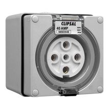 Clipsal - 56 Series, Surface Socket, IP66, 500V 40A - 5 Round Pins
Grey