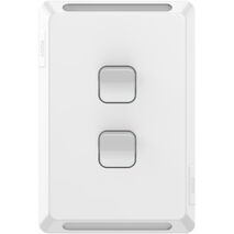 Pro Series, Flush Switch, Vertical Mount, 2 Gang, 1-Way/2-Way, 230/240V 20A, /16AX - Extra Vivid White