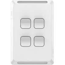 Pro Series, Flush Switch, Vertical Mount, 4 Gang, 1-Way/2-Way, 230/240V 20A, /16AX - Extra Vivid White