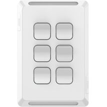 Pro Series, Flush Switch, Vertical Mount, 6 Gang, 1-Way/2-Way, 230/240V 20A, 16AX - Extra Vivid White