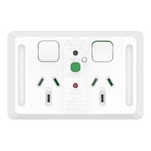 Pro Series, Twin Power Point, Horizontal Mount, 30mA RCD 10A, 250V - Extra Vivid White