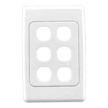 2000 Series, Flush Surround and Grid Plate, 6 Gang, Vertical/Horizontal Mount, Standard Size - White Electric