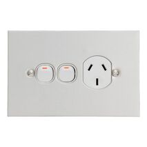 Metal Plate Series, Single Switch Socket Outlet, 250V, 10A, BSL Style, Removable Extra Switch - Black