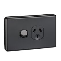 Classic C2000 Series, Single Switch Socket Outlet, Classic, 250V, 10A - Black