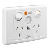 Medilec, Twin Switch Socket Outlet, 250V, 10A, 2 Gang, 1 Pole - White Electric