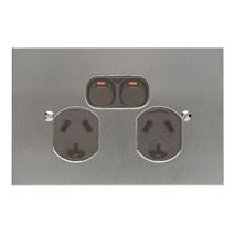 Metal Plate Series, Twin Switch Socket Outlet, 250V, 10A, BSL Style - Black