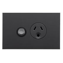 Saturn Zen, Single Power Point, Round Earth Horizontal Mount, 250V, 10A - Zen Black