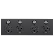 Saturn Zen, Quad Power Point, Horizontal Mount, 250V, 10A - Zen Black