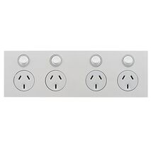 Saturn Zen, Quad Power Point, Horizontal Mount, 250V, 10A - Zen White