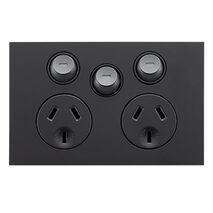 Saturn Zen, Double Power Point, With Extra Switch Horizontal Mount, 250V, 10A - Zen Black