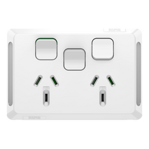 Pro Series, Twin Power Point, Horizontal Mount,1Ex20A, 10A, 250V - Extra Vivid White