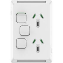 Pro Series, Twin Power Point, Vertical Mount, 1Ex20A, 10A, 250V - Extra Vivid White