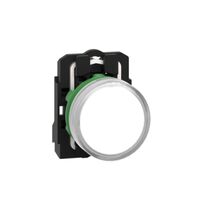 Harmony XB5, Pilot light, grey plastic, white, 22mm, universal LED, plain lens, 24V AC DC