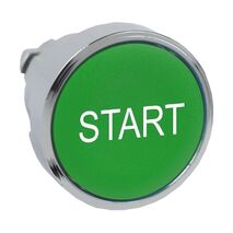 Harmony XB4, push-button head, metal, flush, green, 22mm, spring return, marked START