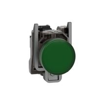 Harmony XB4, Pilot light, grey plastic, green, 22mm, universal LED, plain lens, 230...240V AC