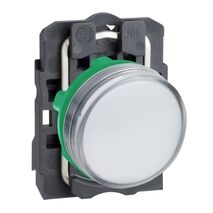 Harmony XB5, Pilot light, grey plastic, white, 22mm, universal LED, plain lens, 230...240V AC