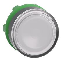 Harmony XB5, Head for illuminated push-button, plastic, white flush, 22mm, universal LED, spring return, plain lens