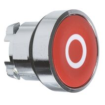 Harmony XB4, push-button head, metal, flush, red, 22mm, spring return, marked O