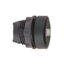 Harmony XB5, Head for non illuminated push-button, black flush, 22mm, spring return, white marked DOWN