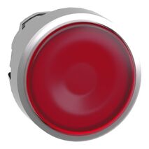 Harmony XB4, Head for illuminated push-button, metal, red flush, 22mm, universal LED, spring return, plan lens, unmarked