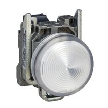 Harmony XB4, Pilot light, grey plastic, white, 22mm, universal LED, plain lens, 230...240V AC