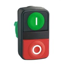 Harmony XB5, Head for illuminated double headed push-button, 1 green flush/ 1 red projecting, 22mm, unmarked