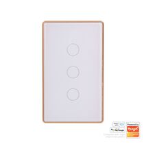 Wifi 3 Gang White with Gold Trim Wall Switch