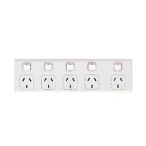 Excel - Horizontal 5 gang powerpoint 10A 240V a.c. white