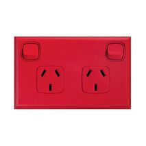Excel - Horizontal double powerpoint 2 gang 10A 240V a.c. red