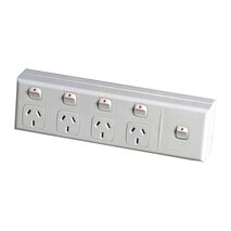 Excel - Horizontal 5 gang powerpoint 10A 240V a.c. with extra switch white