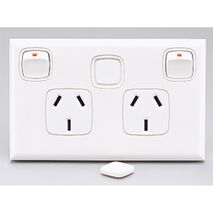 Excel - Horizontal double powerpoint with circuit Id 2 gang 10A 240V a.c. white