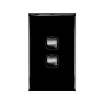 Excel - Vertical rocker switch - Single Pole Double Throw - 2 gang 2 way 10A 240V a.c. gloss black