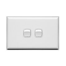 Excel - Horizontal rocker switch - Single Pole Double Throw - 2 gang 2 way 10A 240V a.c. gloss white