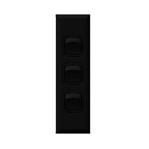 Excel - Architrave rocker switch - Single Pole Double Throw - 3 gang 2 way 10A 240V a.c. black