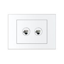HPM VIVO 2 Gang Cat6 RJ45 Outlet Plate White
