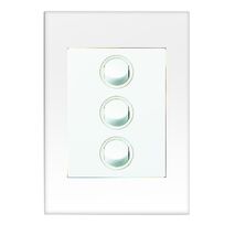 HPM VIVO 10A 3 Gang Vertical Rocker Switch Plate White