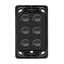 HPM VIVO 10A 6 Gang Vertical Rocker Switch Grid & Mechanism Dark Grey